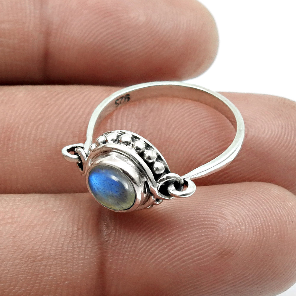 Sisters Day Sale Natural Labradorite Daughter Band New Ring Sterling Silver