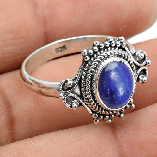 Natural Lapis Lazuli Cocktail Statement Anniversary Ring Sterling Silver