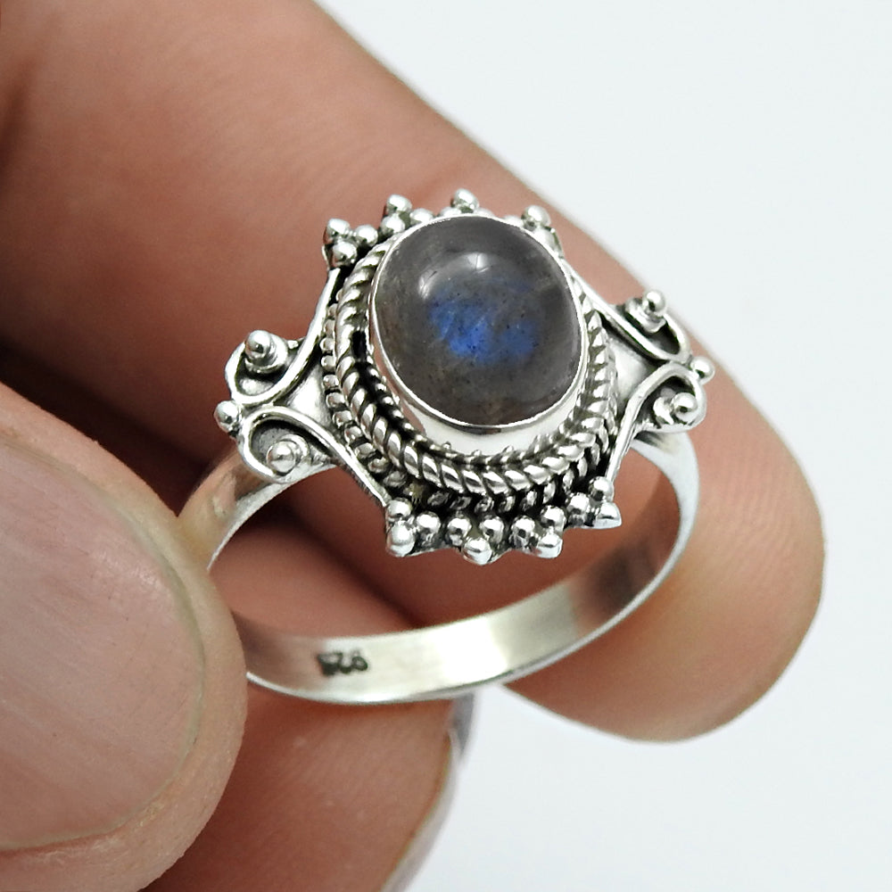 Labradorite Gemstone Sterling Silver Friendship Day Statement Bezel Ring