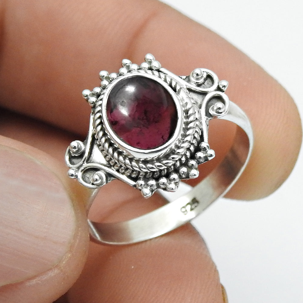 Sterling Silver Natural Garnet Birthday Statement Best Friend Gift New Ring