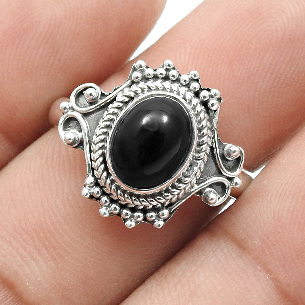 Oval Black Onyx Gemstone Statement Cocktail Mother New Ring Sterling Silver