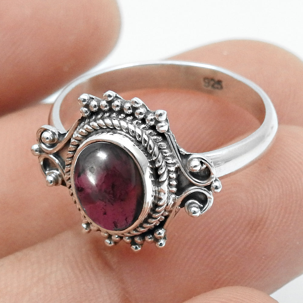 Friendship Day Deal Garnet Gemstone Cocktail Art Deco Ring Sterling Silver