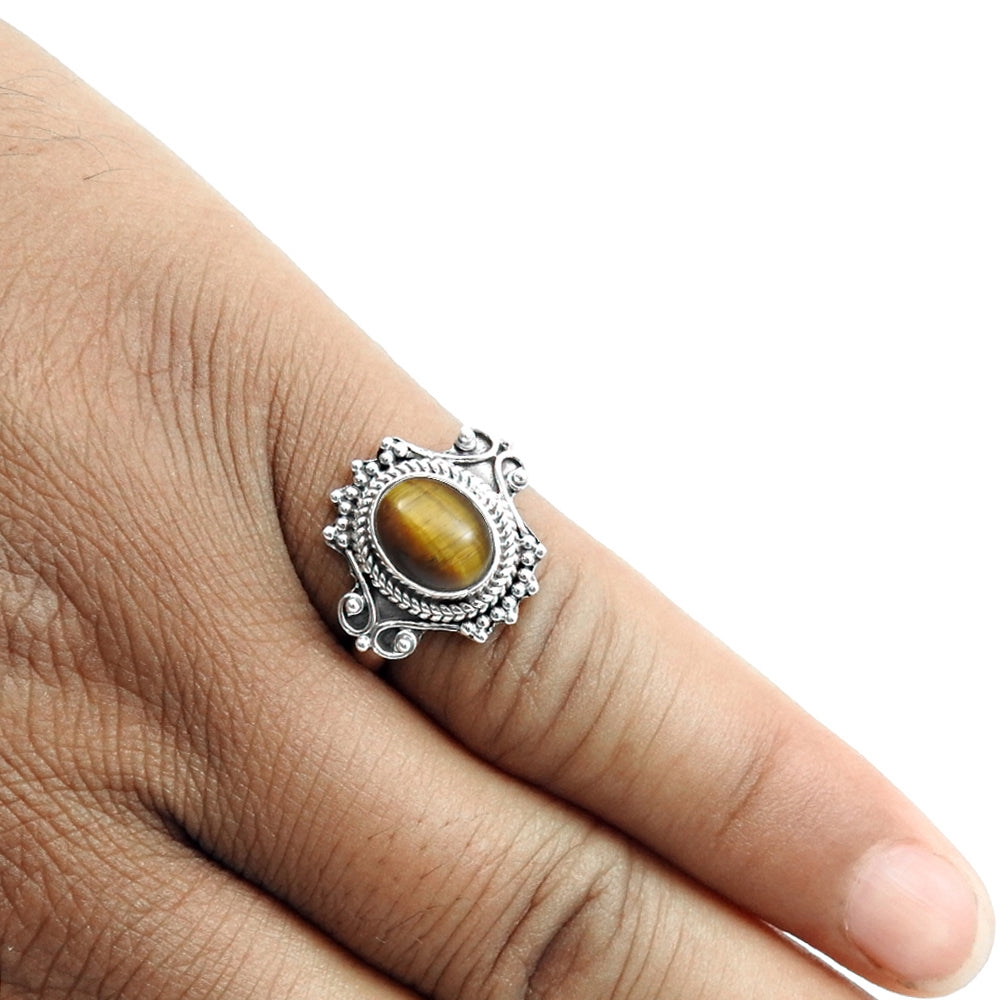 101 Tiger eye stone sterling silver engagement statement wife wedding ring