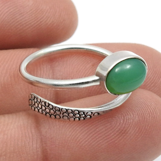 Chrysoprase Gemstone Friendship Day Statement Bezel Ring Sterling Silver