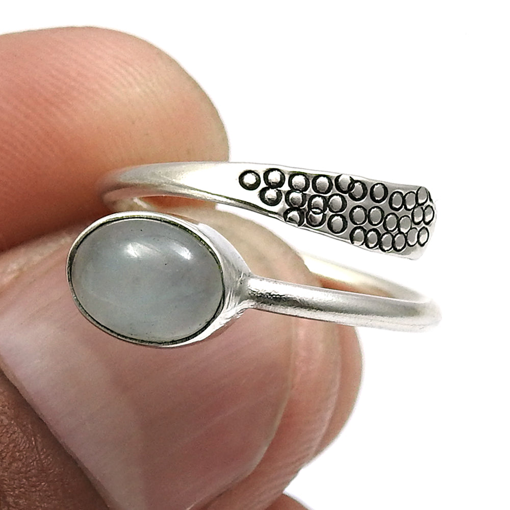 Sterling Silver Natural Moon Stone New Cocktail Bezel Crown Chakra Ring