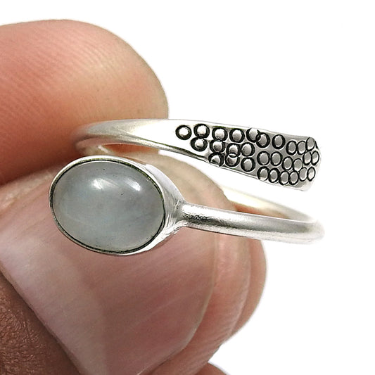 Sterling Silver Natural Moon Stone New Cocktail Bezel Crown Chakra Ring