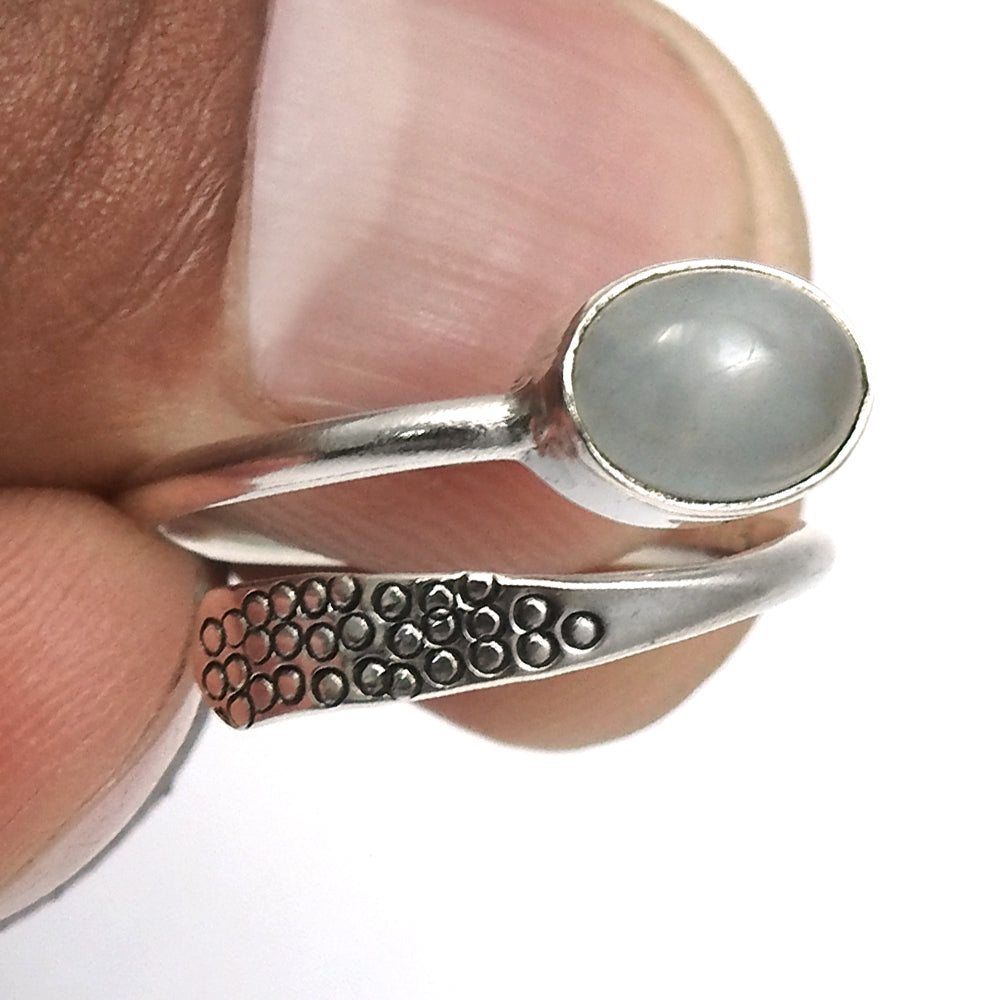 Sterling Silver Natural Moon Stone New Cocktail Bezel Crown Chakra Ring