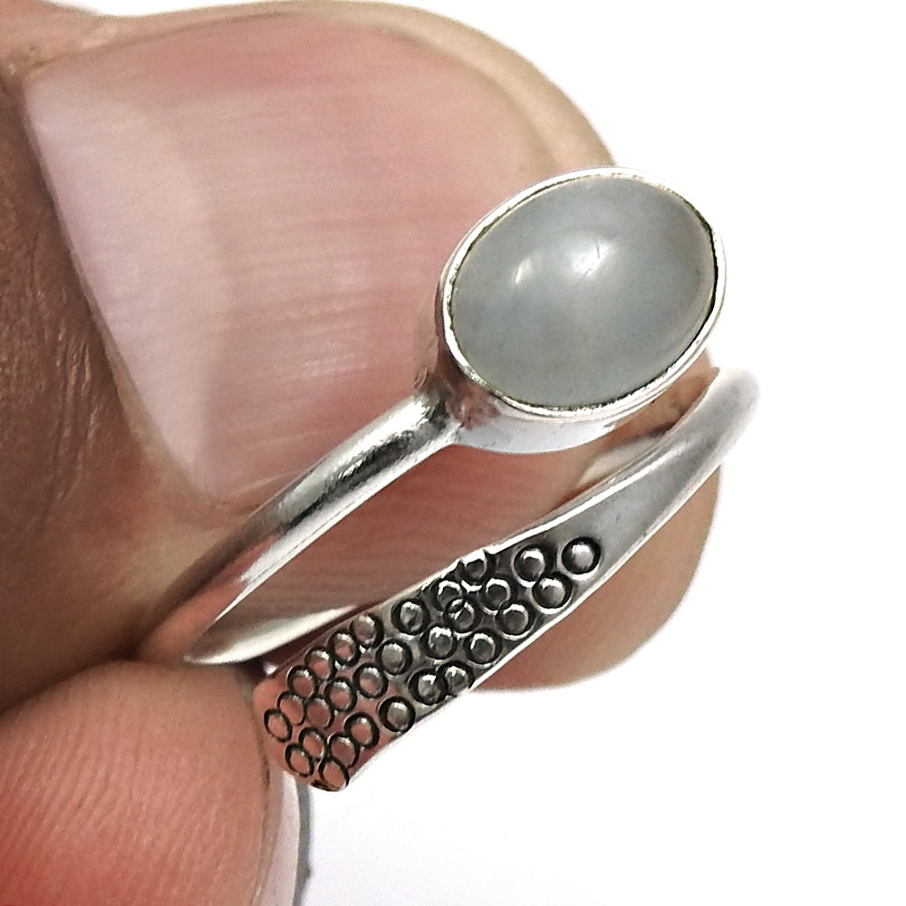 Sterling Silver Natural Moon Stone New Cocktail Bezel Crown Chakra Ring