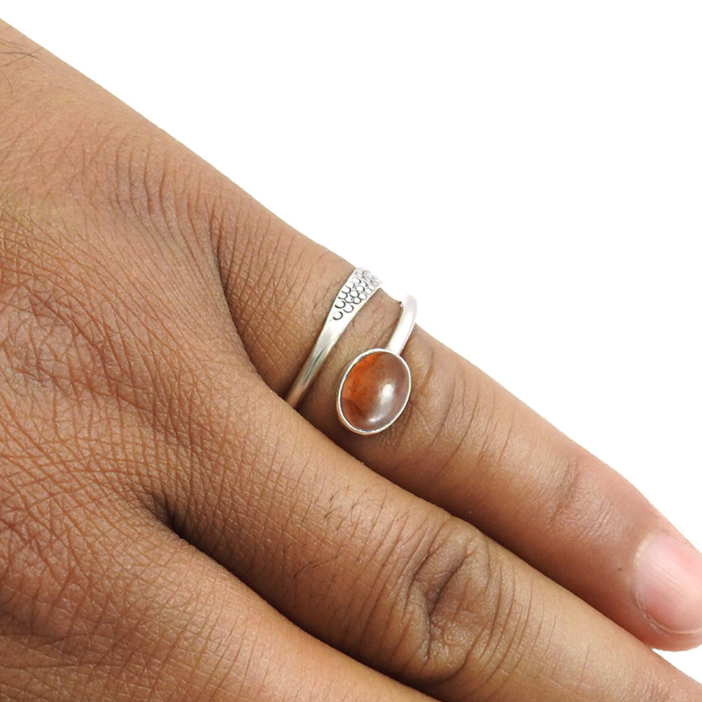 101 Sterling Silver Natural Orange Tourmaline Statement Handmade Bezel Ring