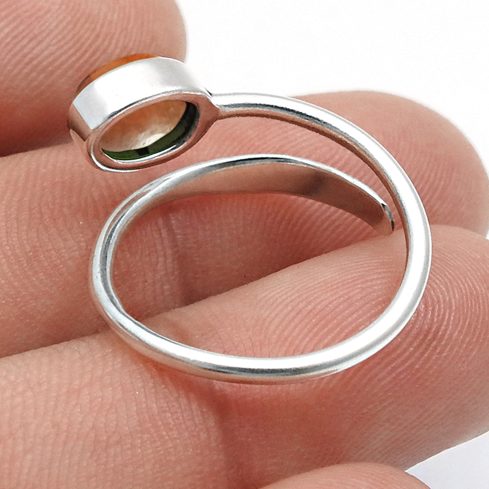 101 Sterling Silver Natural Orange Tourmaline Statement Handmade Bezel Ring