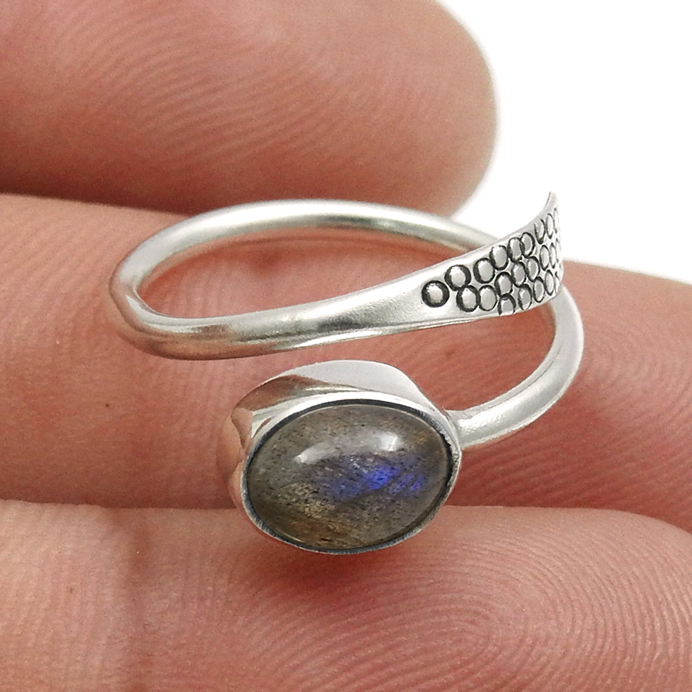 Labradorite Gemstone Sterling Silver Statement Best Friend Gift Boho Ring