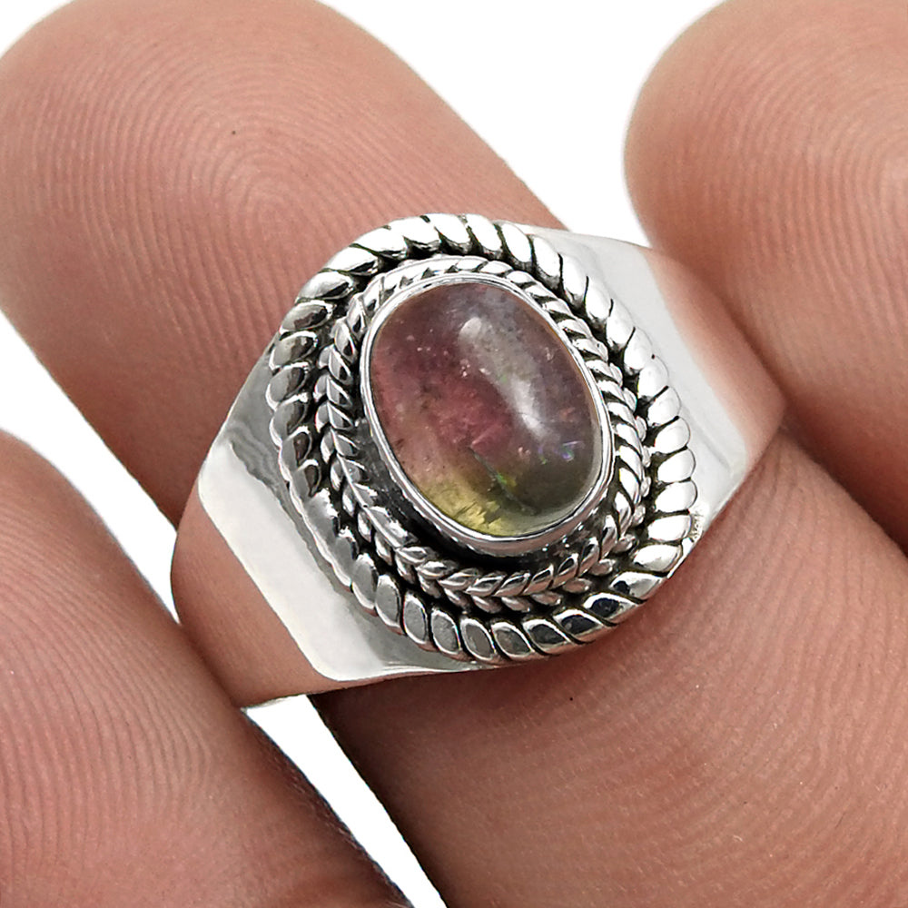 Sterling Silver Tourmaline Gemstone Elegant Statement Friendship Day Ring