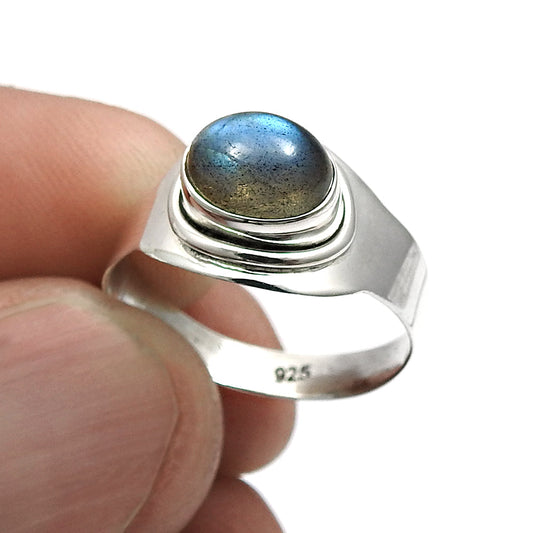 Natural Labradorite Boho Statement Best Friend Gift Ring Sterling Silver