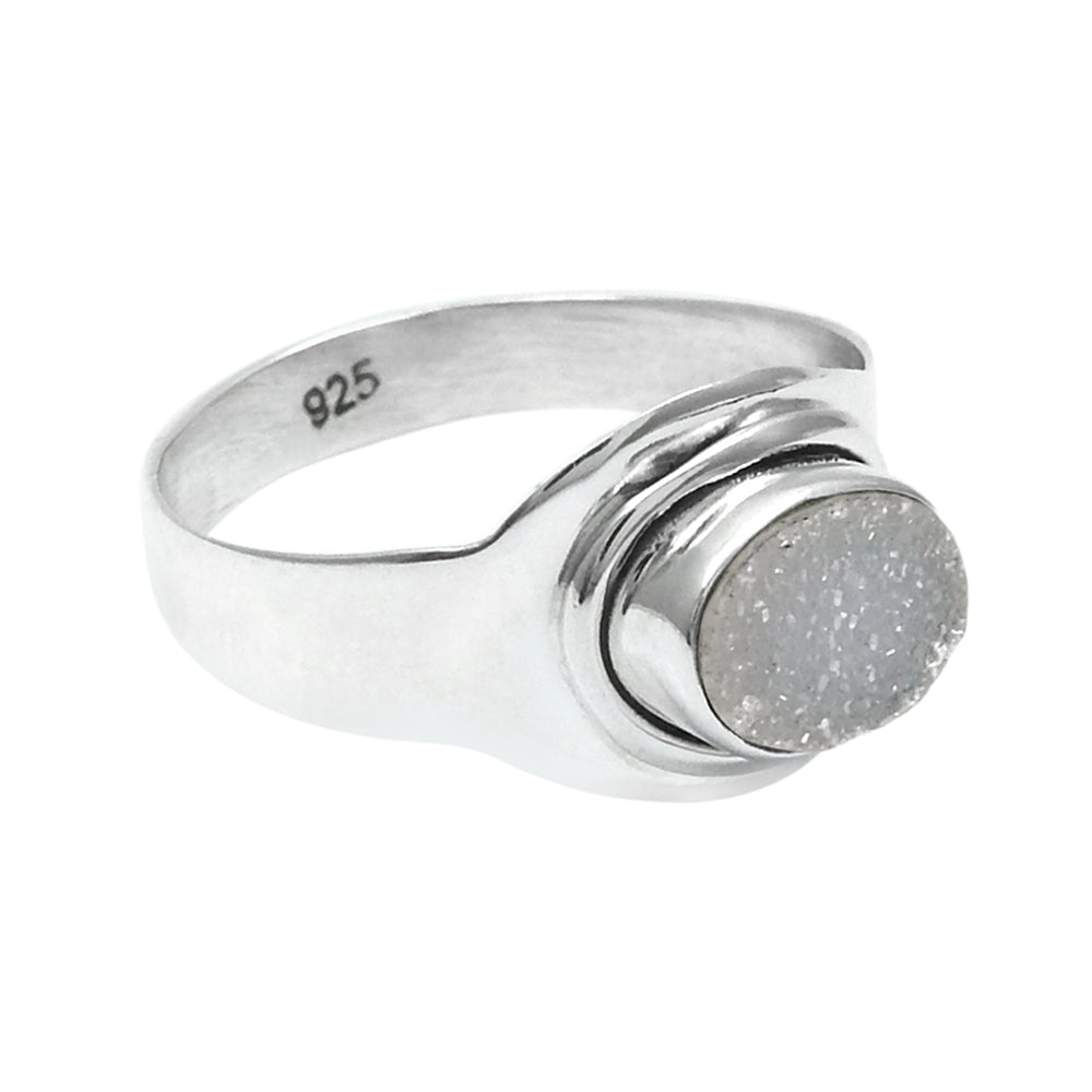101 Sterling Silver Natural Druzy Bezel Sisters Day Statement Daughter Ring