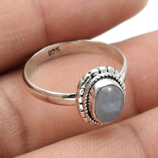 Natural Chalcedony Sterling Silver Sister Cocktail Statement Ethnic Ring