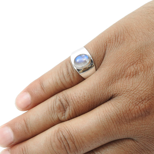 101 Natural rainbow moonstone 925 silver cocktail crown chakra bezel ring jewelry