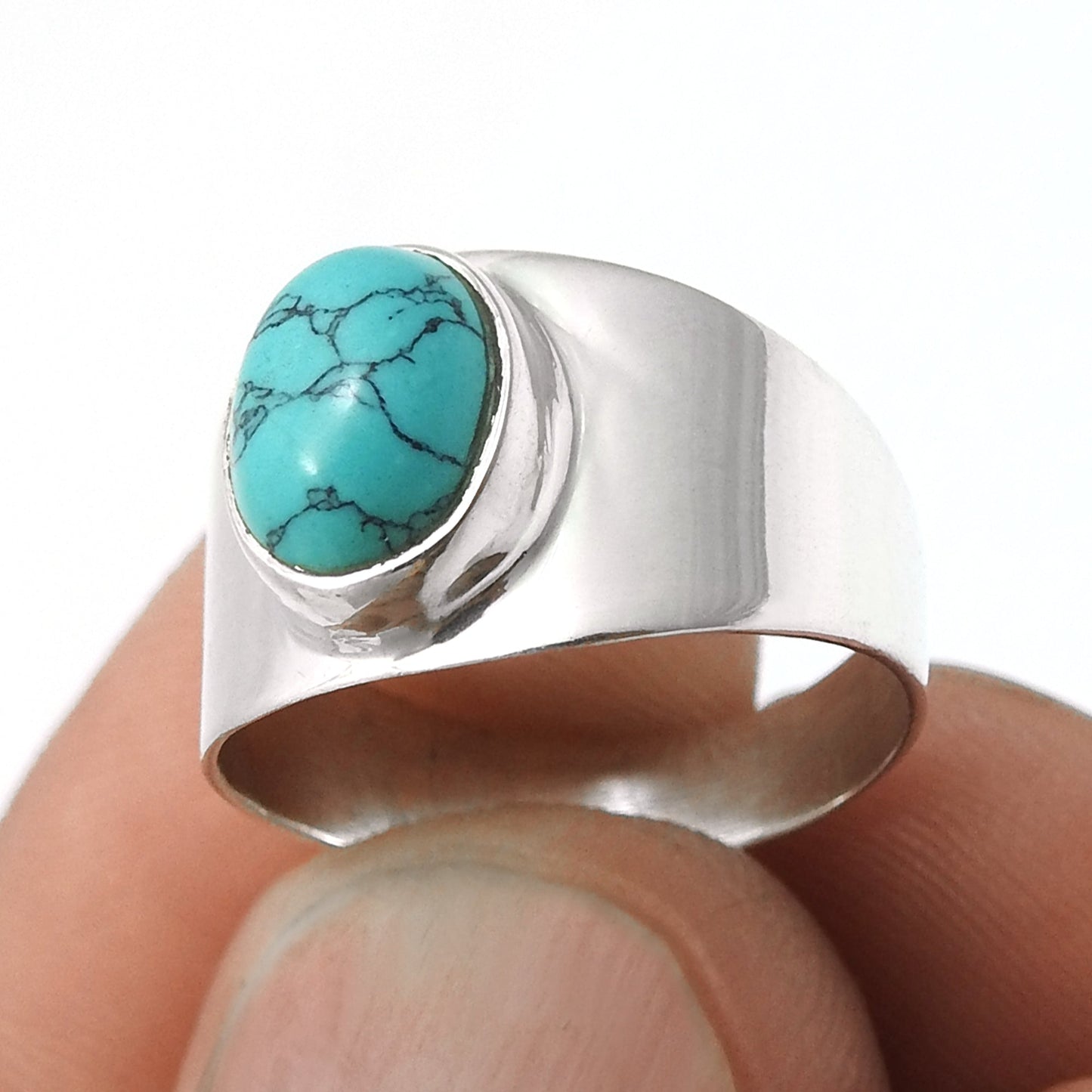 Turquoise Gemstone Solid Silver Daughters Day New Cocktail Ring Jewelry