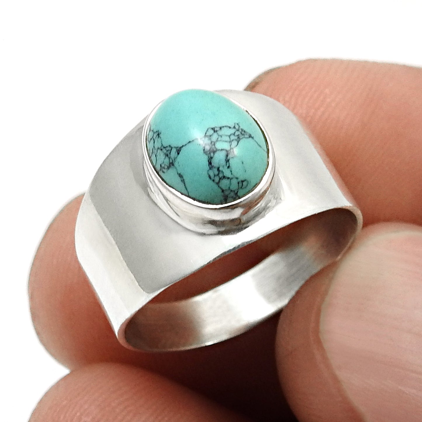 Turquoise Gemstone Solid Silver Daughters Day New Cocktail Ring Jewelry