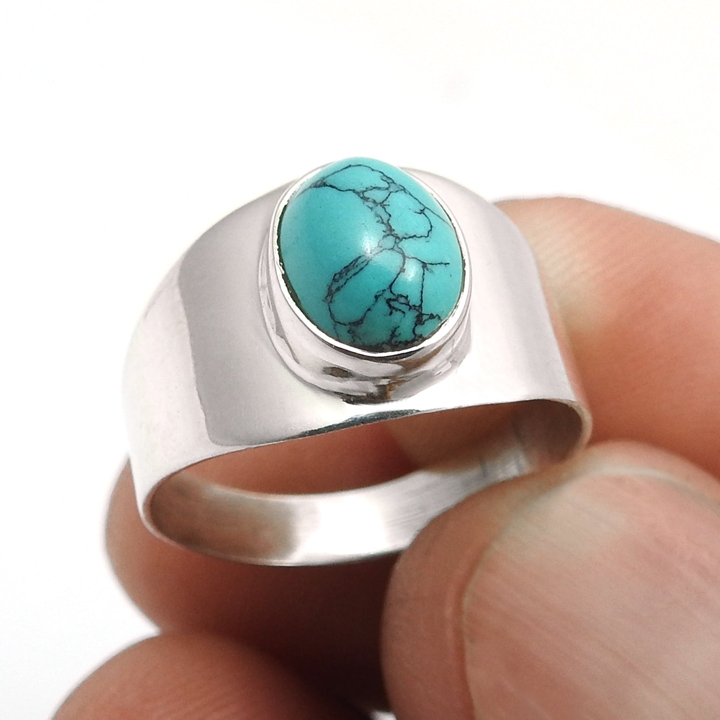 Turquoise Gemstone Solid Silver Daughters Day New Cocktail Ring Jewelry