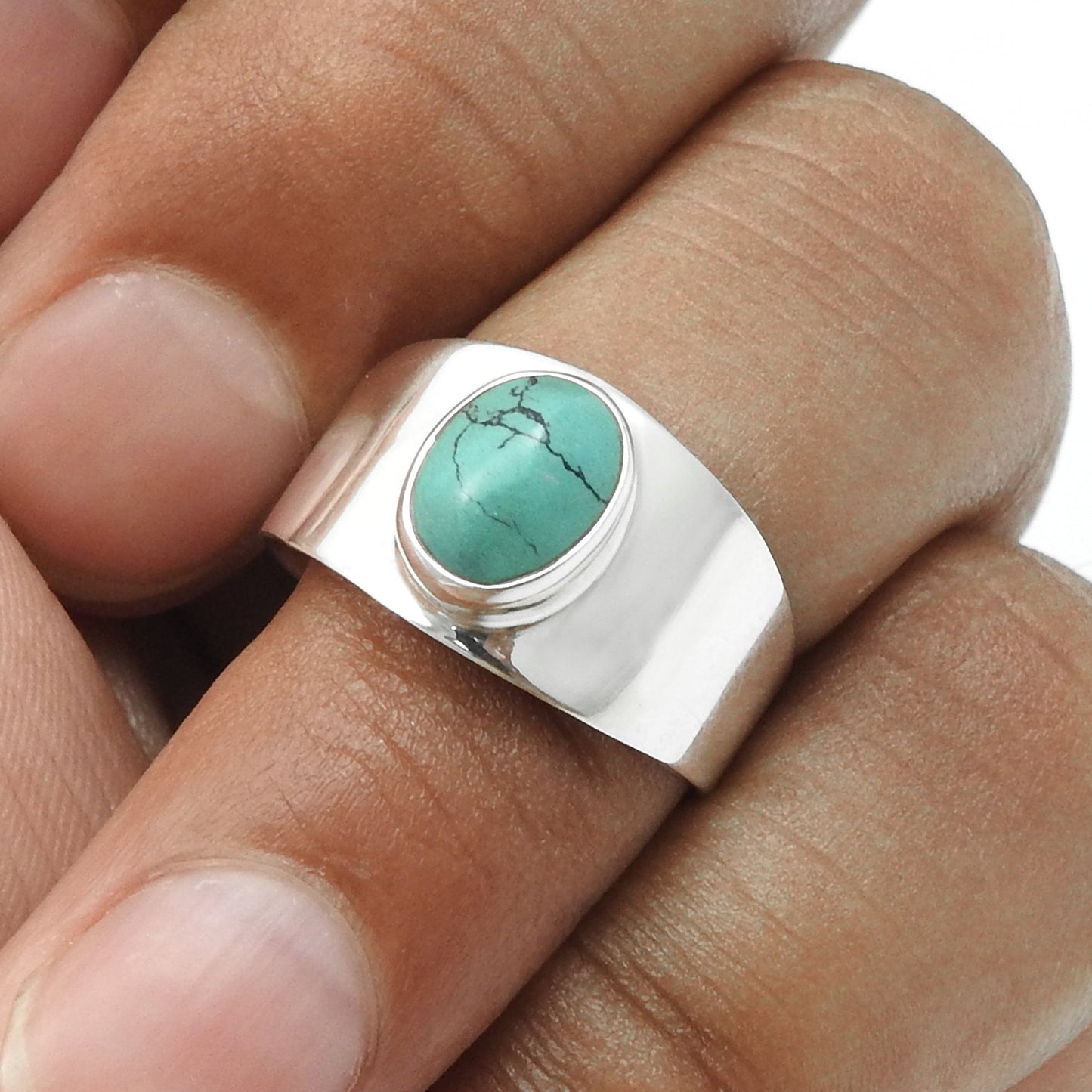 Turquoise Gemstone Solid Silver Daughters Day New Cocktail Ring Jewelry