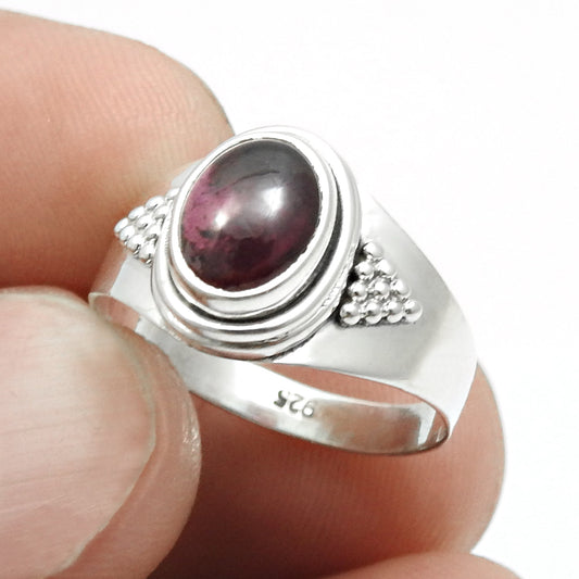 Natural Garnet 925 Silver Wife Cocktail Ethnic Daughter Gift Ring Jewelry