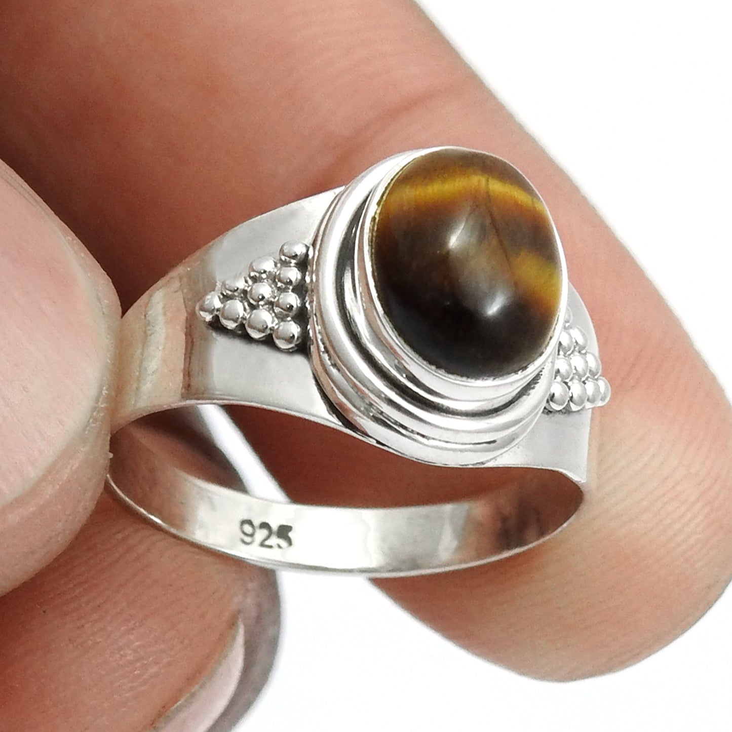 Natural Tiger's Eye Anniversary Cocktail Ring Jewelry 925 Solid Silver