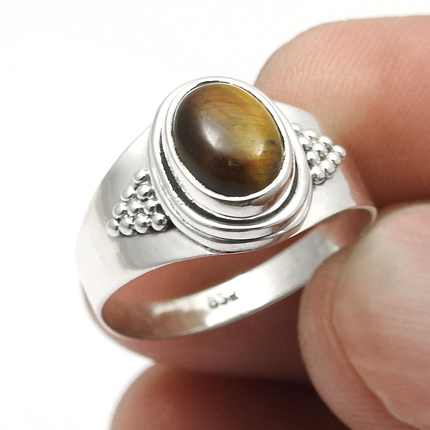 Natural Tiger's Eye Anniversary Cocktail Ring Jewelry 925 Solid Silver