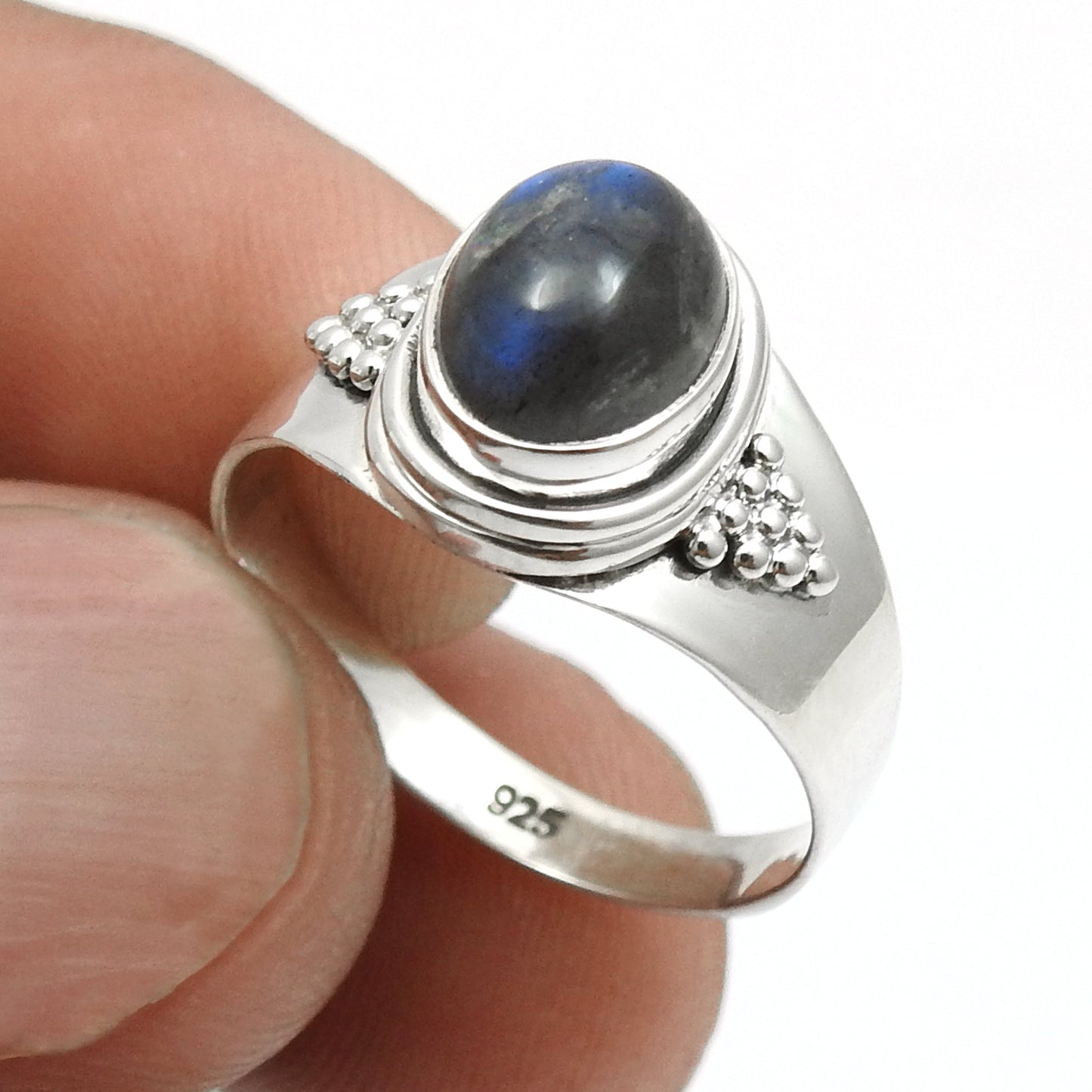 Labradorite Gemstone 925 Sterling Silver Statement Band Boho Ring Jewelry