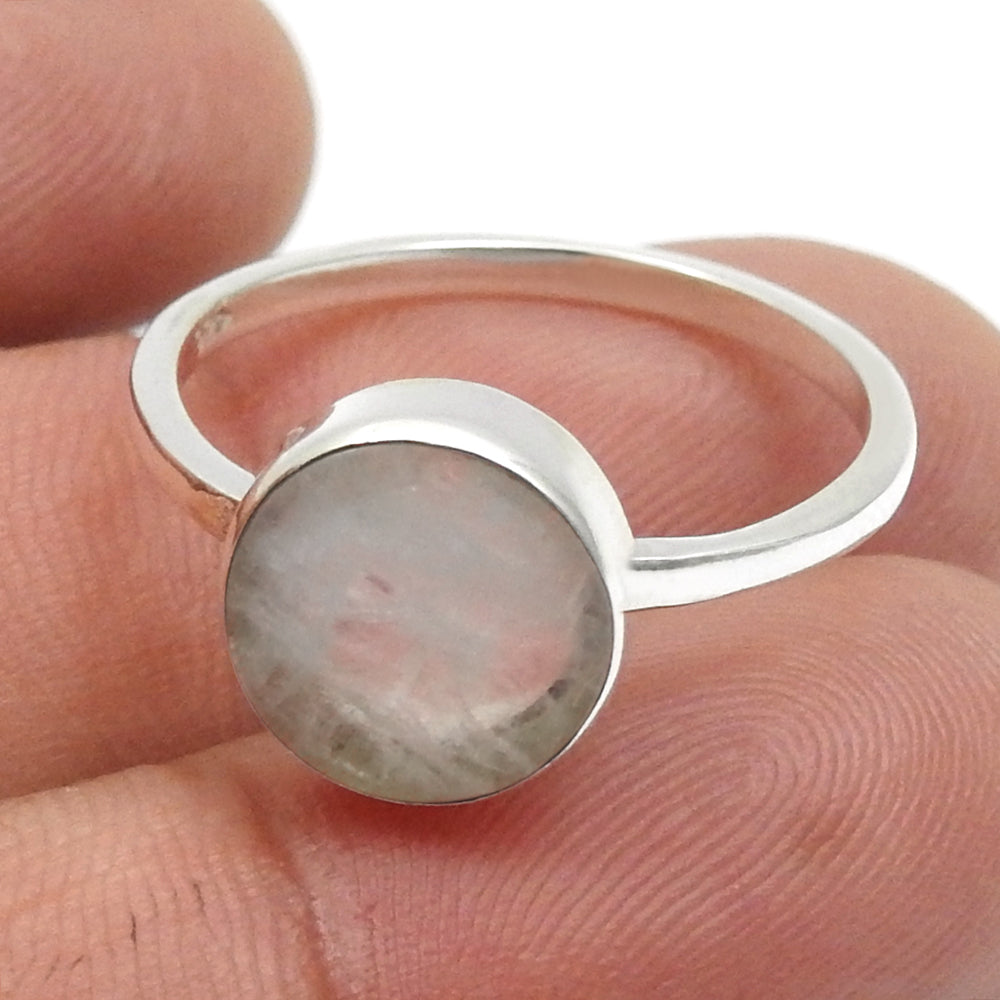 Natural Rainbow Moonstone Sterling Silver Wife Statement Crown Chakra Ring