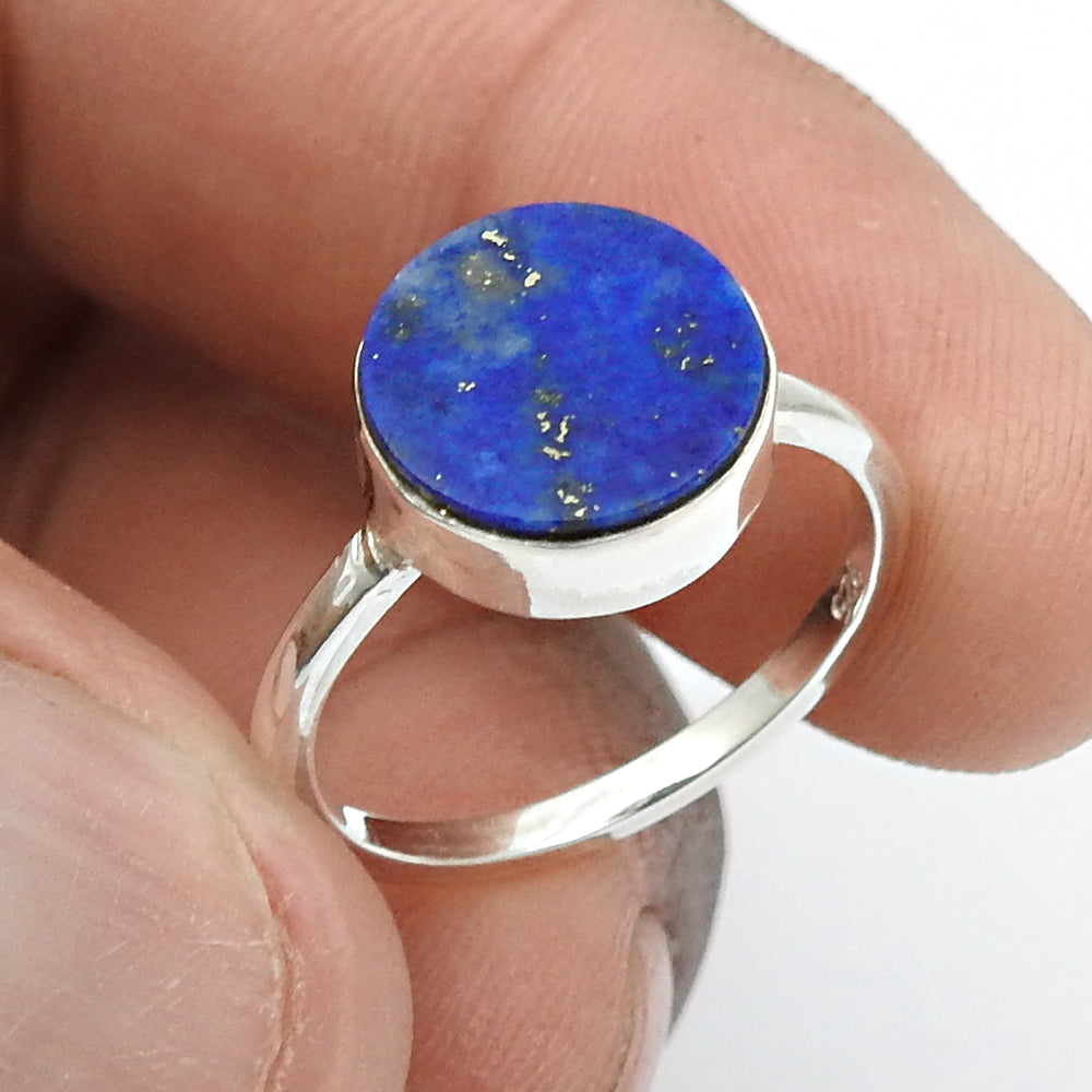 Sterling Silver Lapis Lazuli Gemstone Anniversary Statement Mother Ring