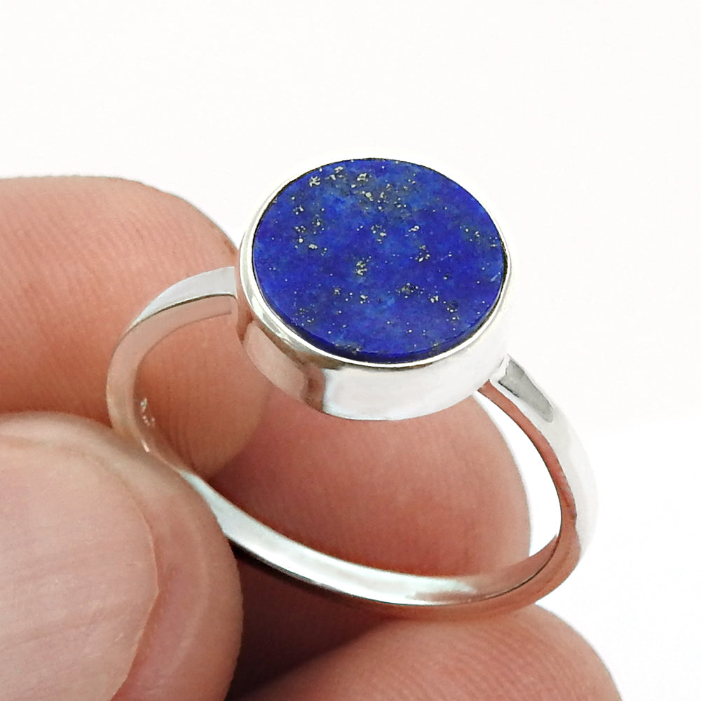 Sterling Silver Lapis Lazuli Gemstone Anniversary Statement Mother Ring