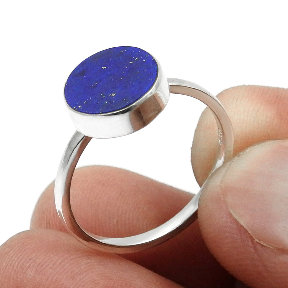 Sterling Silver Lapis Lazuli Gemstone Anniversary Statement Mother Ring