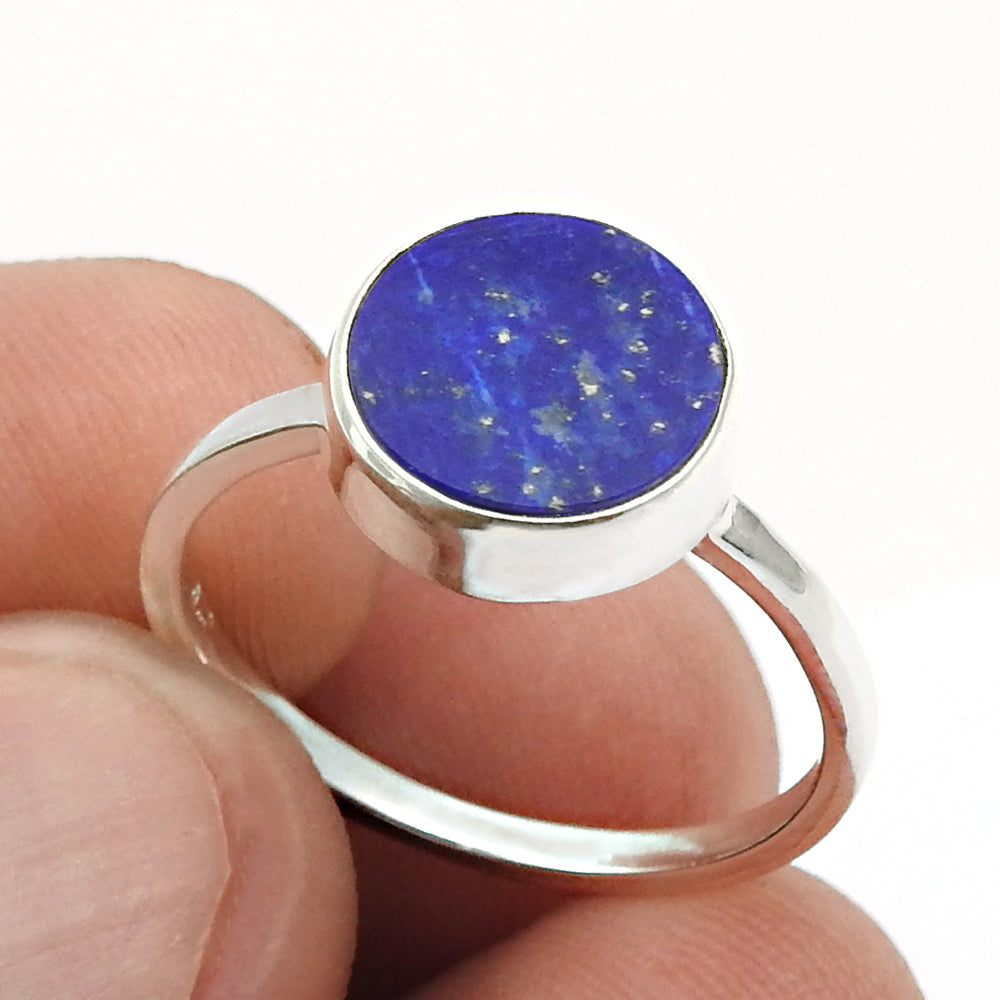 Sterling Silver Lapis Lazuli Gemstone Anniversary Statement Mother Ring