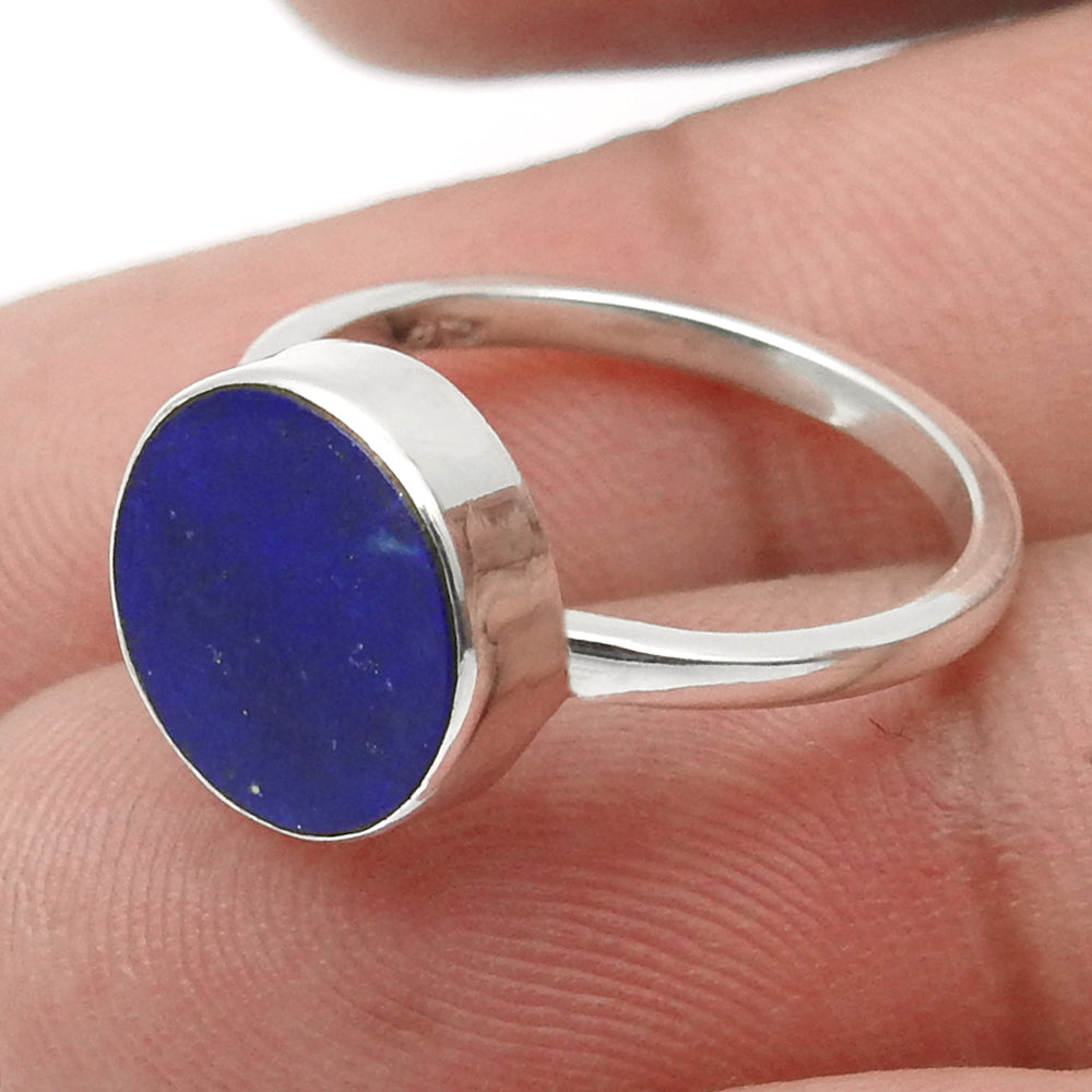 Sterling Silver Lapis Lazuli Gemstone Anniversary Statement Mother Ring