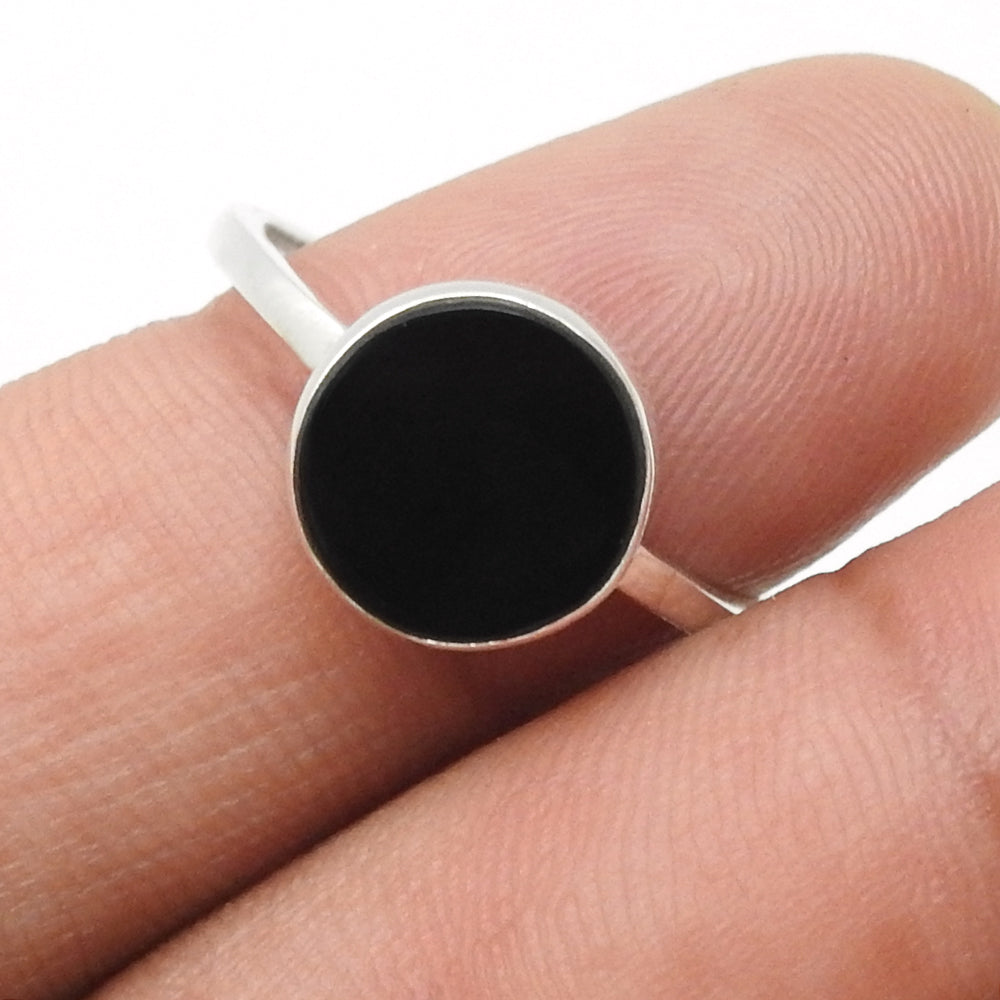 Root Chakra Natural Black Onyx Cocktail Statement Ring Sterling Silver