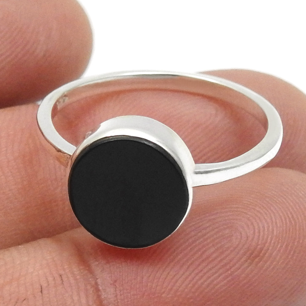 Root Chakra Natural Black Onyx Cocktail Statement Ring Sterling Silver