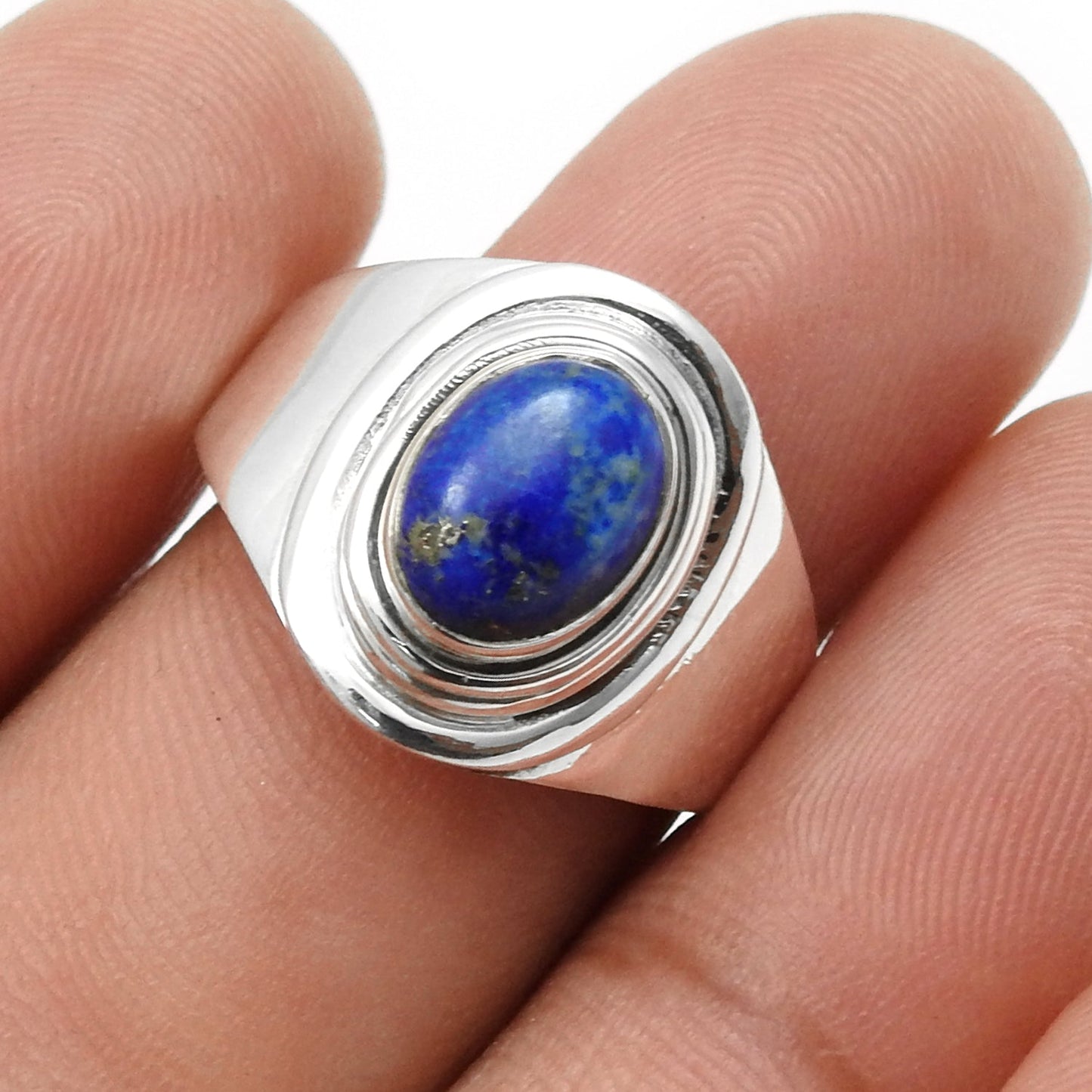 Natural Lapis Lazuli Solid Sterling Silver Cocktail Birthday Ring Jewelry