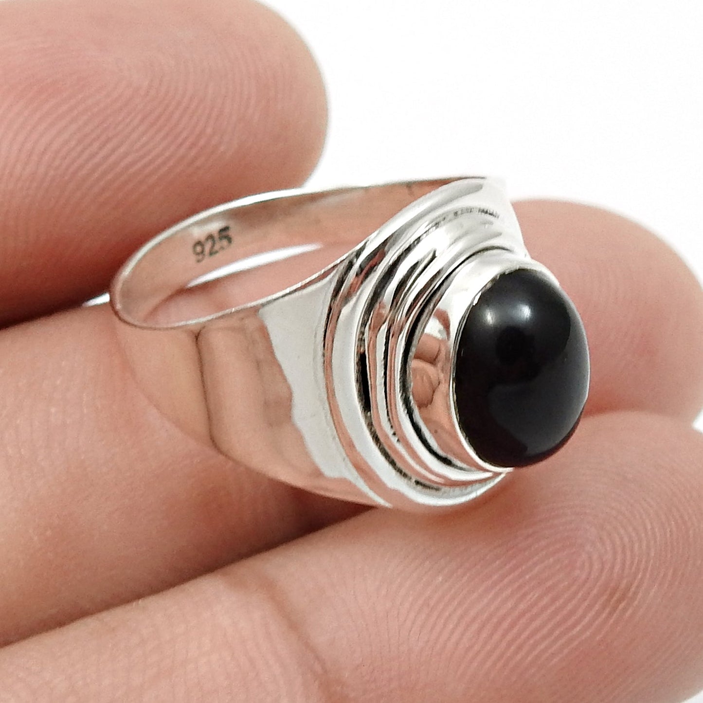 Black Onyx Gemstone 925 Silver Wife Boho Cocktail Bezel Daughters Day Ring