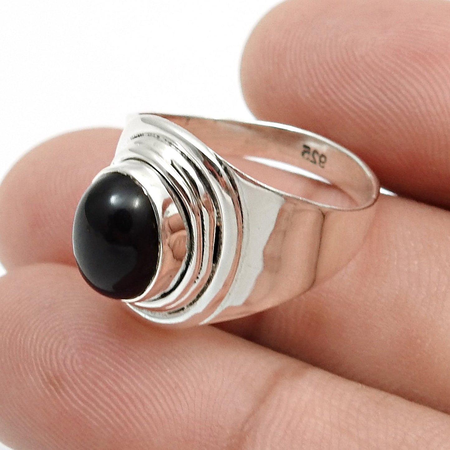 Black Onyx Gemstone 925 Silver Wife Boho Cocktail Bezel Daughters Day Ring