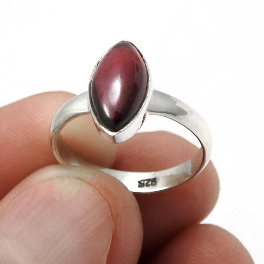 Marquise Garnet Gemstone January Cocktail Ring Solid Sterling Silver