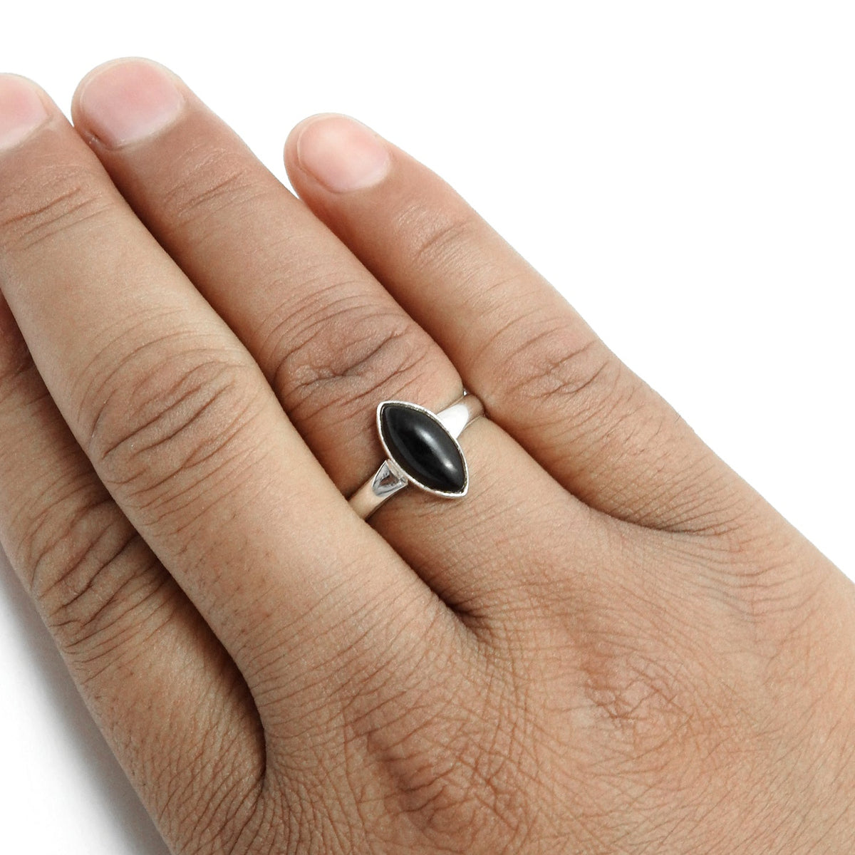 101 Marquise Black Onyx Stone 925 Sterling Silver Band Wedding Ring Jewelry