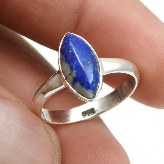 Lapis Lazuli Gemstone 925 Sterling Silver Cocktail Birthday Ring Jewelry