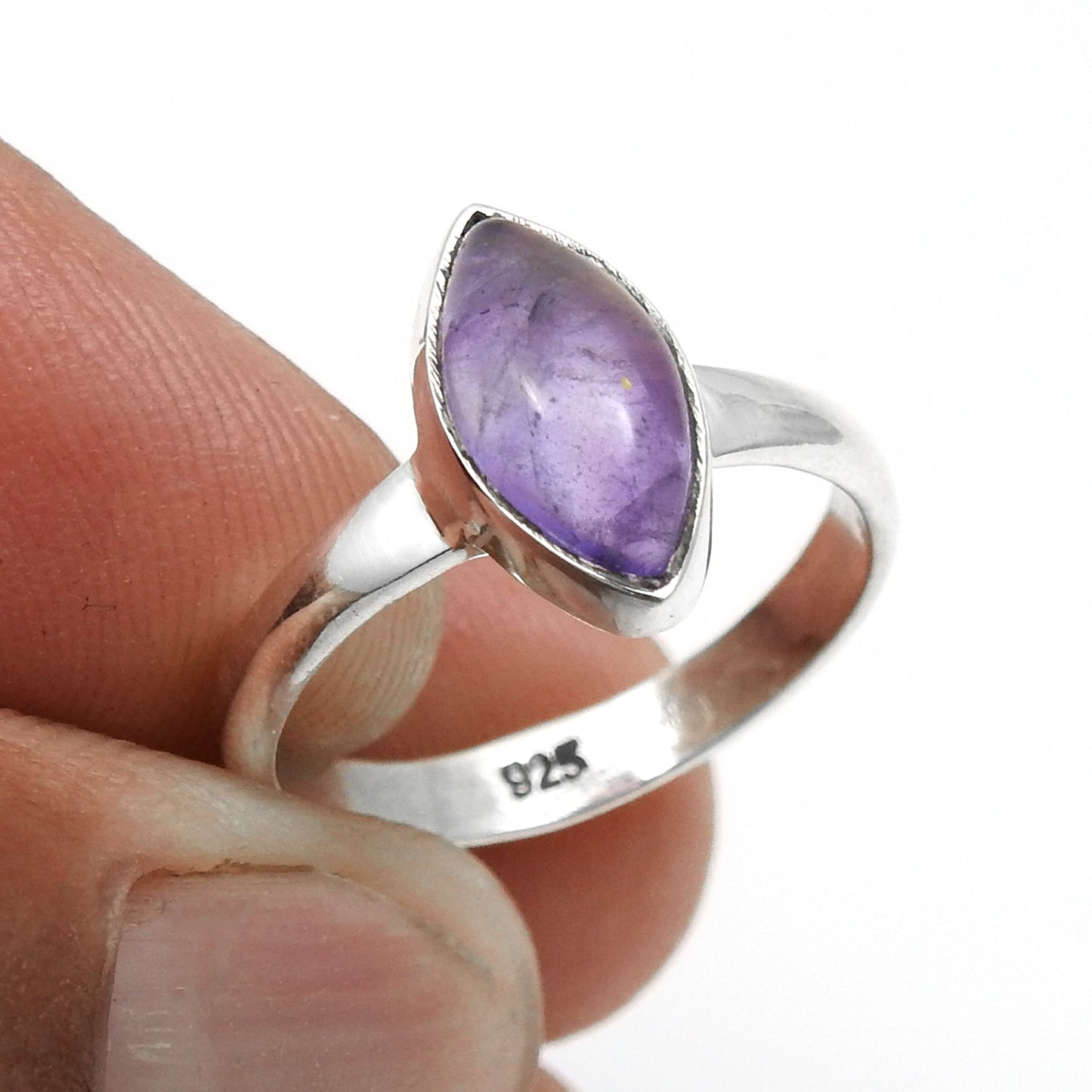 Amethyst Gemstone 925 Silver Mother Statement Boho Band Bezel Ring Jewelry