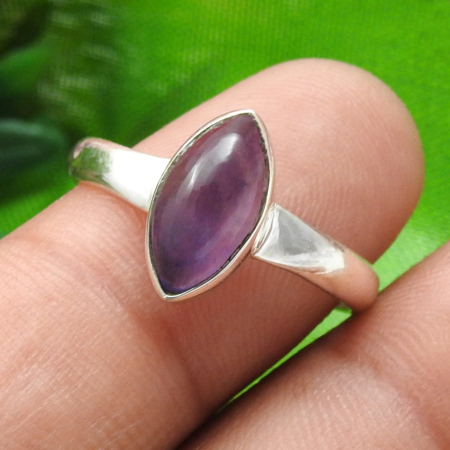 Amethyst Gemstone 925 Silver Mother Statement Boho Band Bezel Ring Jewelry