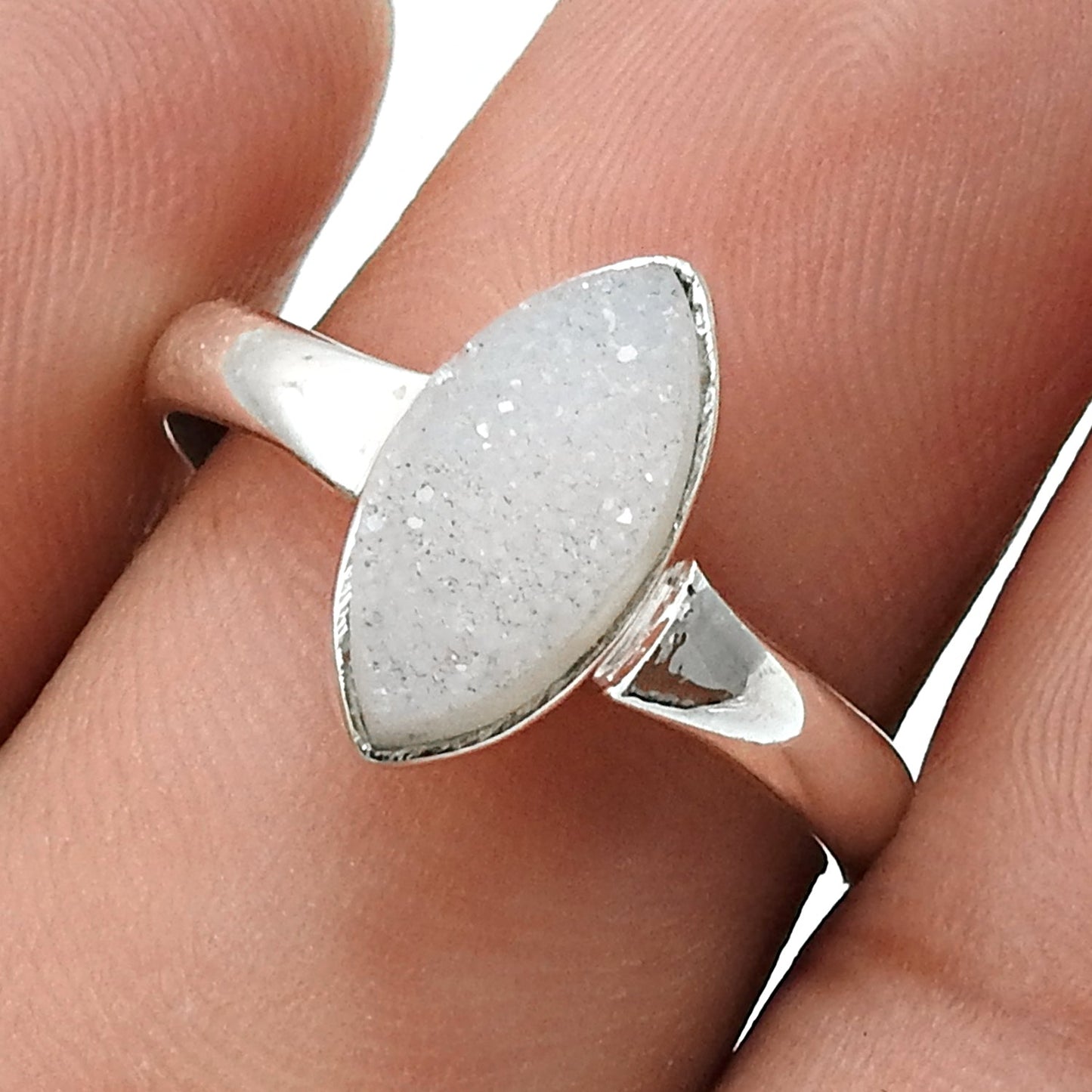 Druzy Gemstone Daughter Artisan New Band Ring Jewelry Solid Sterling Silver