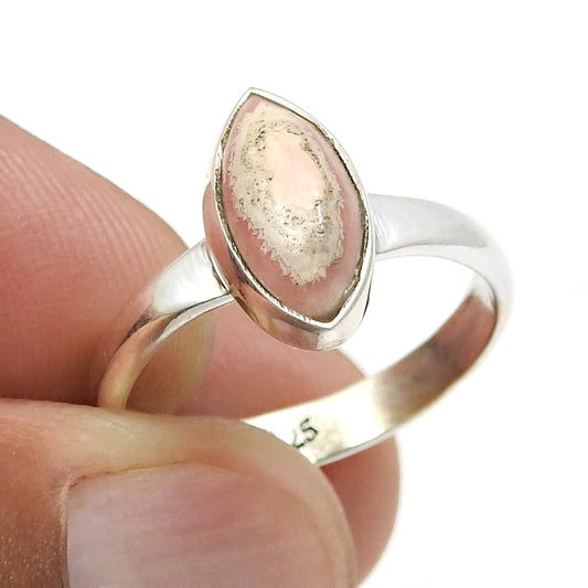 Rhodochrosite Stone 925 Solid Silver Cocktail Daughter Gift Ring Jewelry