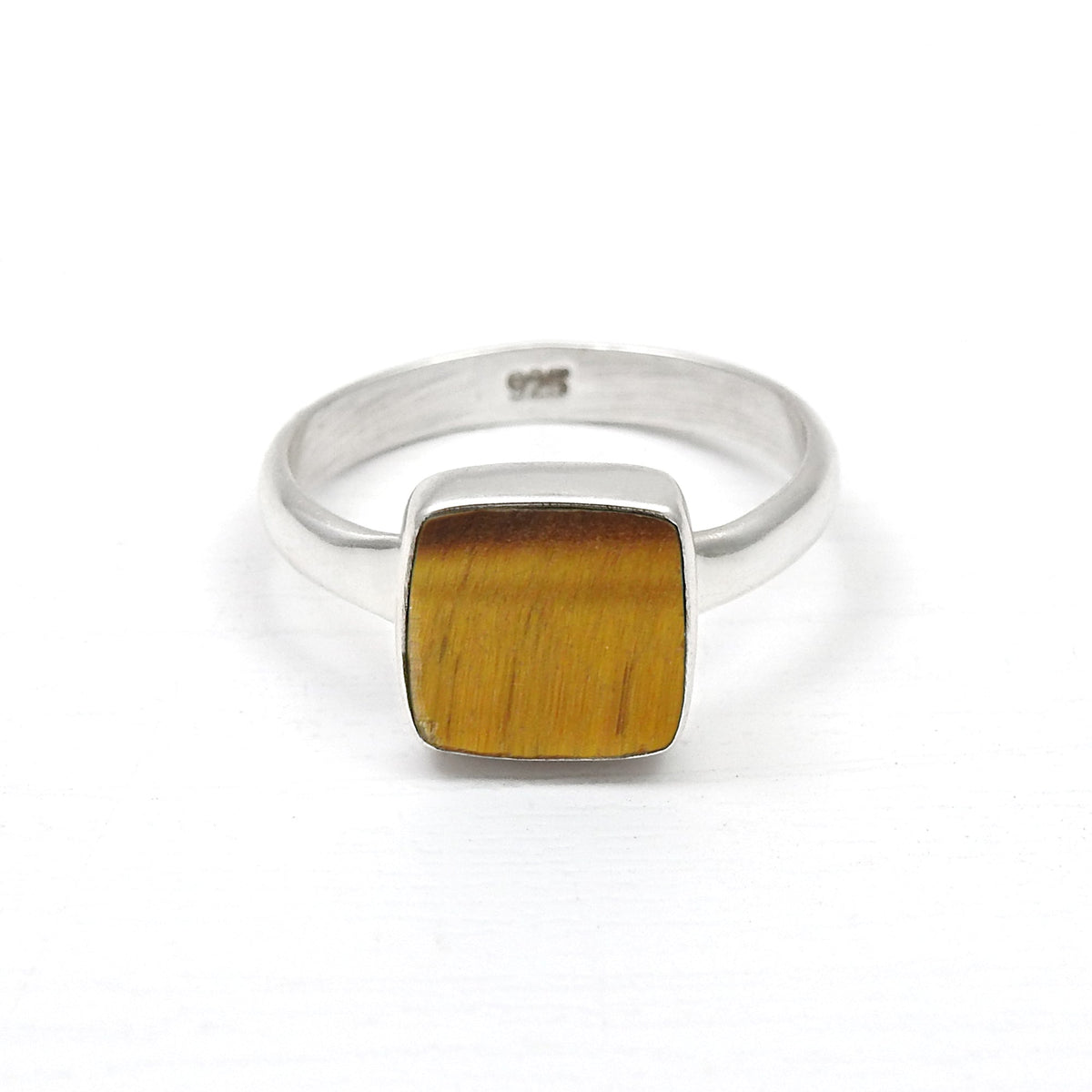 Natural tiger eye gemstone 925 sterling silver ring