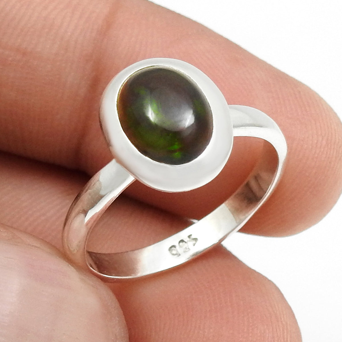 Black Opal Gemstone Solid Sterling Silver Handcrafted Statement Cocktail Ring