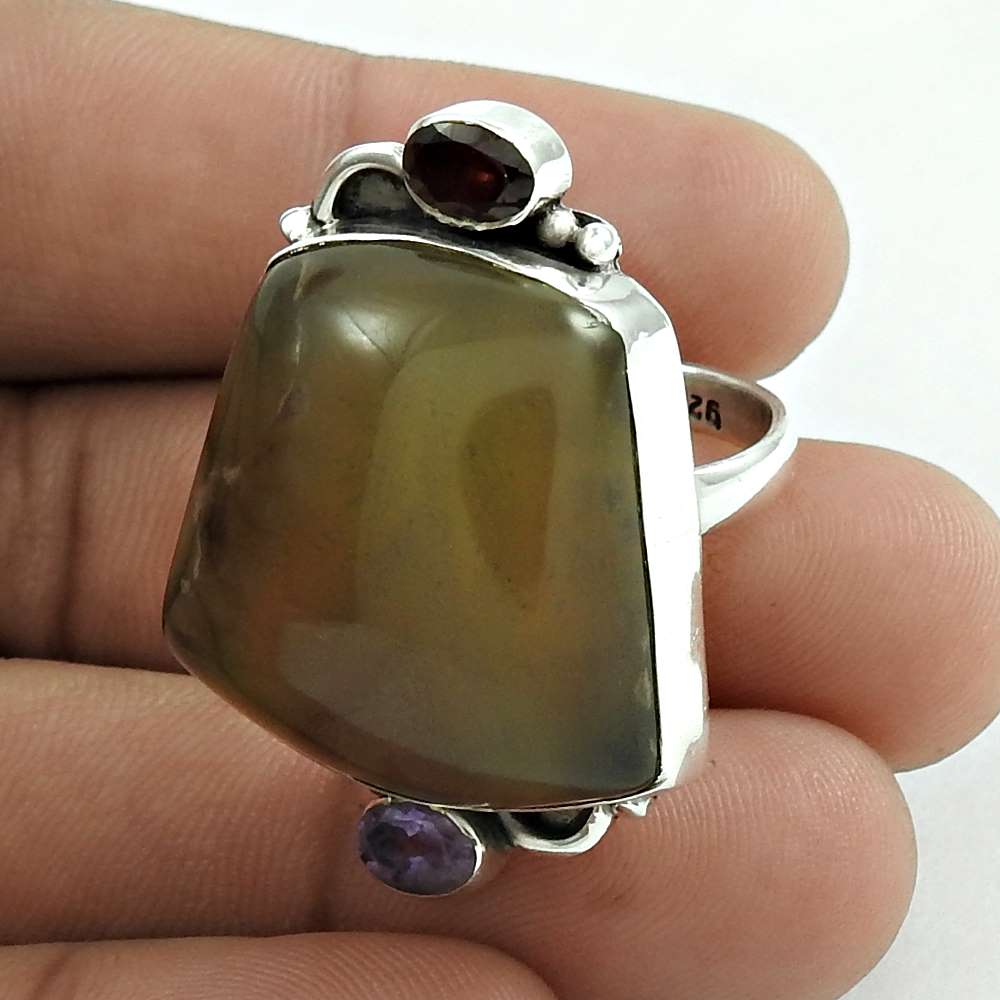 Natural Onyx Gemstone 925 Sterling Silver Cocktail Ring Size 8 For Girls V9