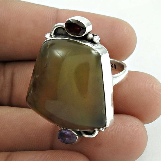 Natural Onyx Gemstone 925 Sterling Silver Cocktail Ring Size 8 For Girls V9